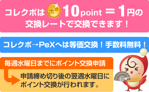 コレクポのポイントは10point=1円